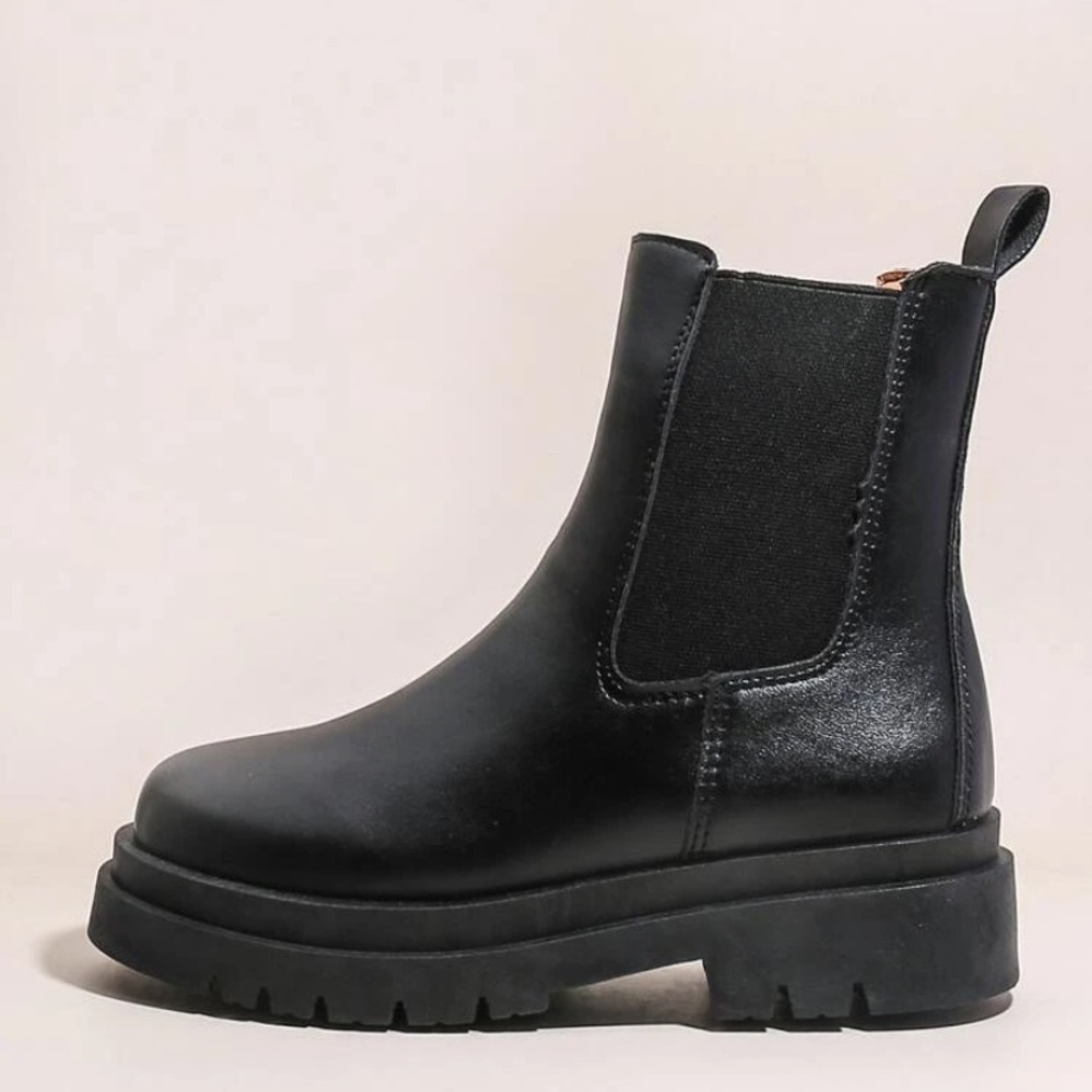 Black combat booties